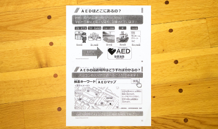「AEDはどこにあるの？」プリントのイメージ